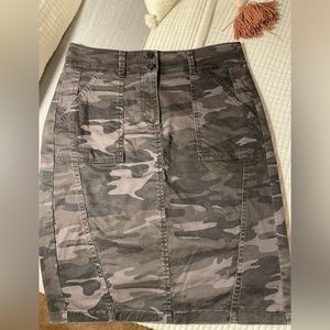 Loft Gray Camo Denim Pencil Skirt